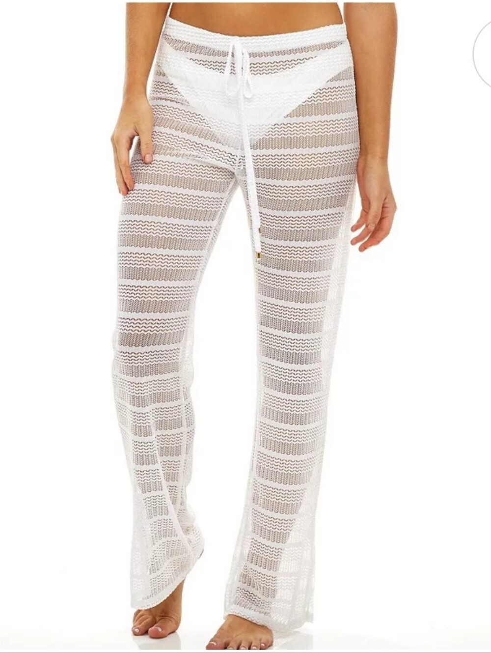 NWT Jordan Taylor White Sheer Crochet Cover-Up Pants